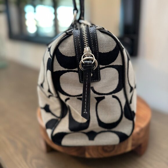 Coach Signature Stripe Canvas & Leather Satchel — New Without Tags - Picture 4 of 8